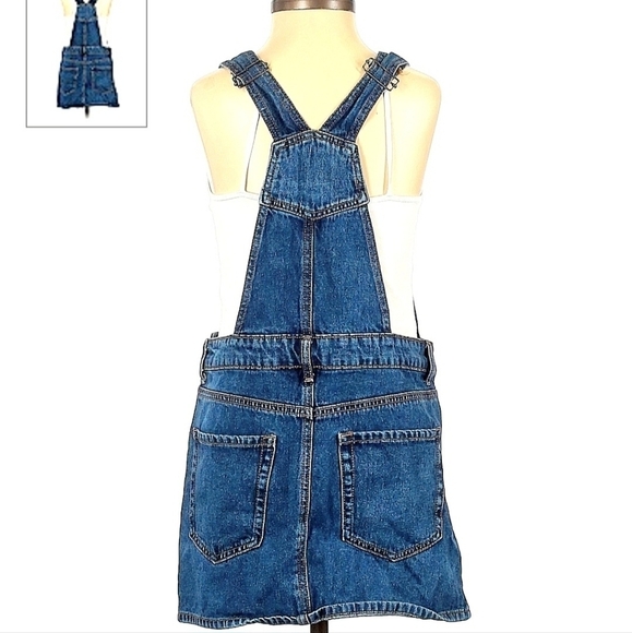 Forever 21 Blue Denim Jeans Overall Mini Skirt Dress Women's Small S Adjustable - Picture 5 of 12